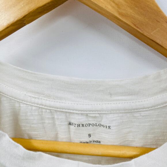 Anthropologie Ivory floral embroidered tee - Picture 3 of 4